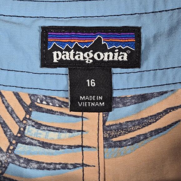 Patagonia Wavefarer Board Short Youth 16 Swim Trunks Outdoor Palm Print 10" READ - Picture 3 of 12